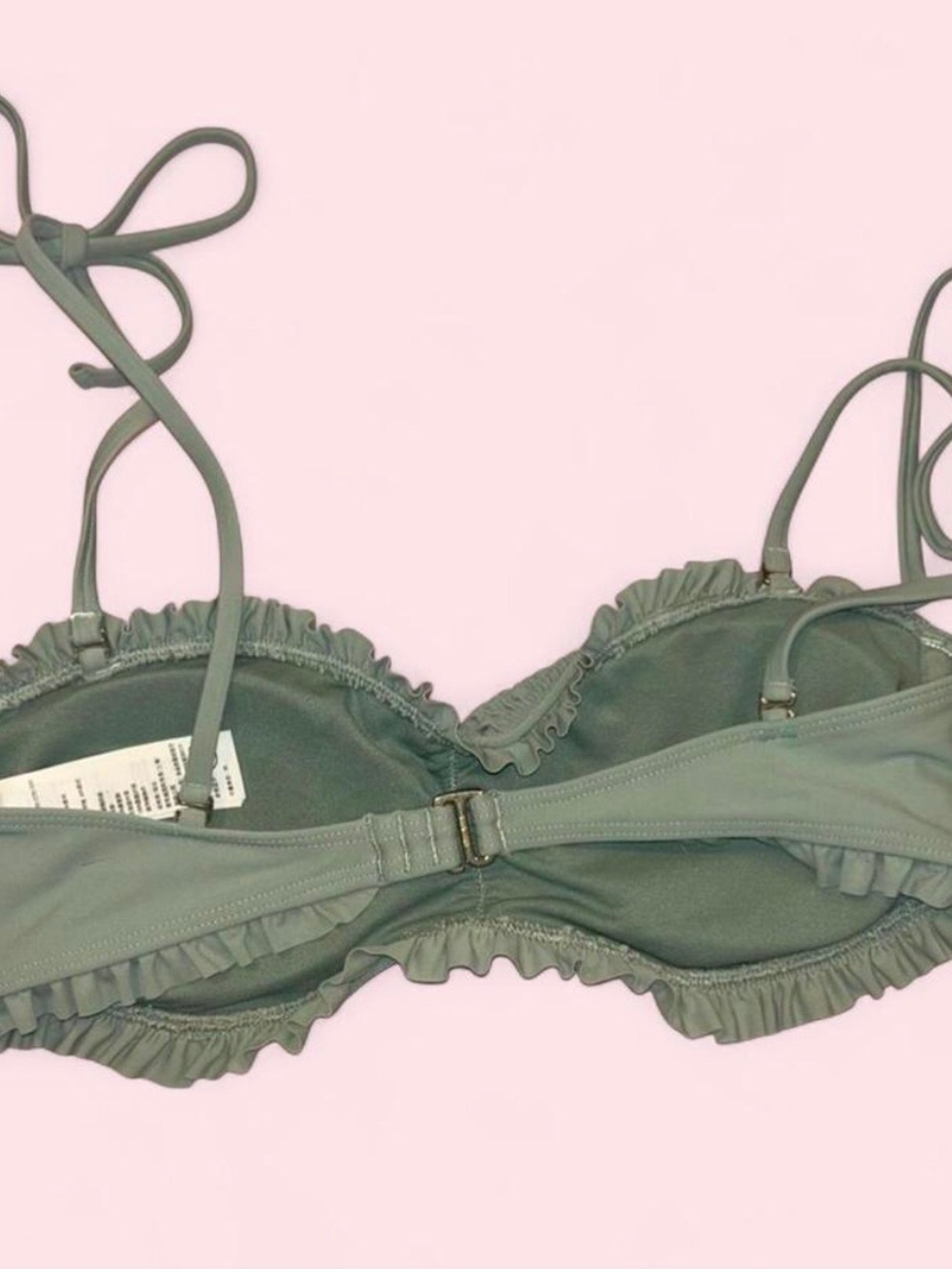 Hollister Sage Green Ruffle Bandeau Bikini Top